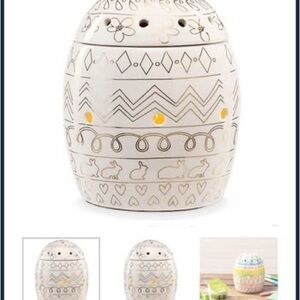 Scentsy White Ceramic Egg Candle Holder